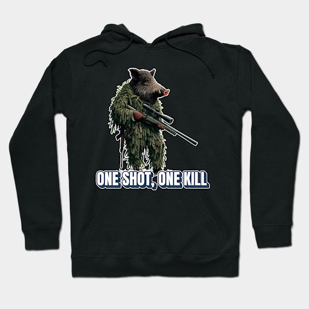 Sniper Wild Boar Hoodie by Rawlifegraphic